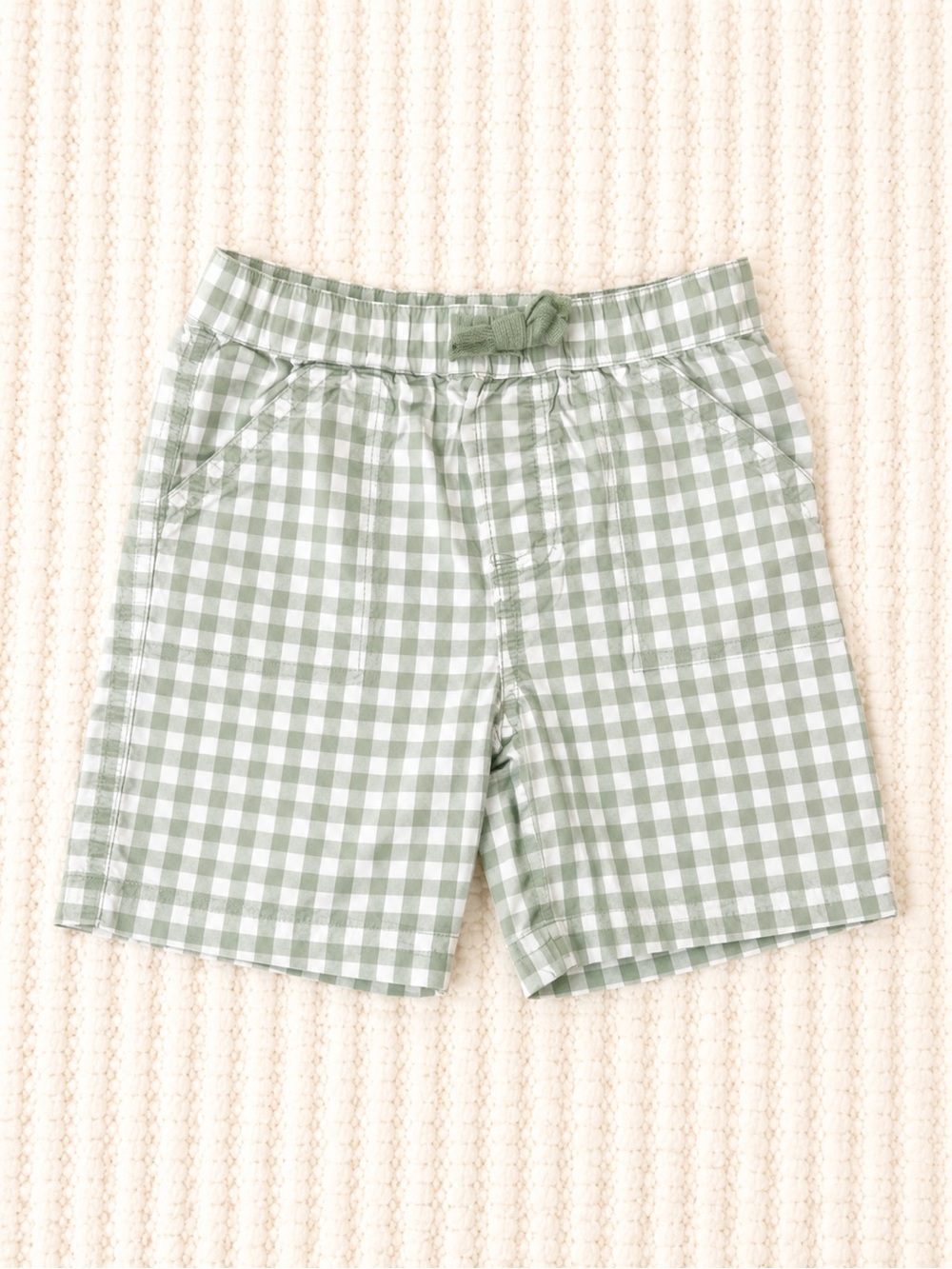 First Impressions Green Gingham Pull-On Shorts Boys Size 3T Cotton Summer